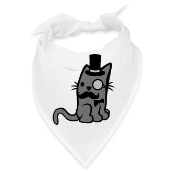 Monokel Brille Herr Katze - Bandana - Weiß - Vorne