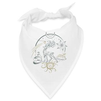 Hirsch Geweih Weihnachten Yule Nacht - Bandana - Weiß - Vorne