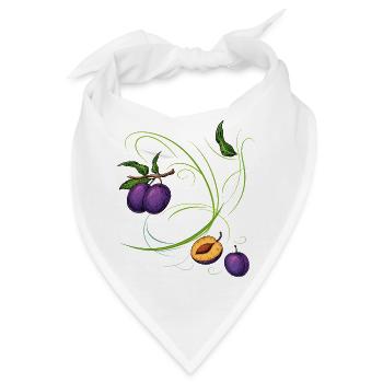 Pflaumen, Obst - Bandana - Weiß - Vorne