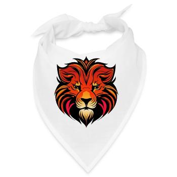 mächtiger Löwenkopf farbig - Bandana - Weiß - Vorne