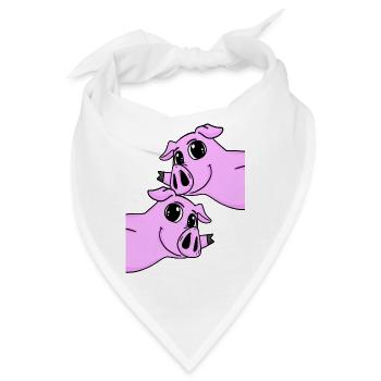 Schwein Schweine - Bandana - Weiß - Vorne