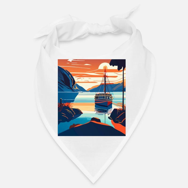 Modern Art Style - Boat On A River Bandana