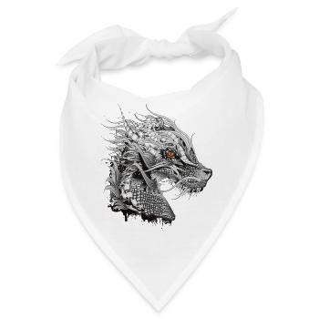 kunstvoll gestalteter mystischer Drachen Kopf - Bandana - Weiß - Vorne