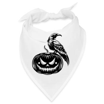 Rabe auf Kürbis - Gothic Halloween Design - Bandana - Weiß - Vorne
