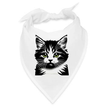 Liebevolles Katzengesicht - Bandana - Weiß - Vorne