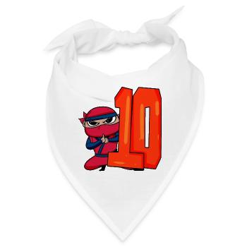 10 Jahre Junge Ninja - 10 Geburtstag - Ich bin 10 - Bandana - Weiß - Vorne