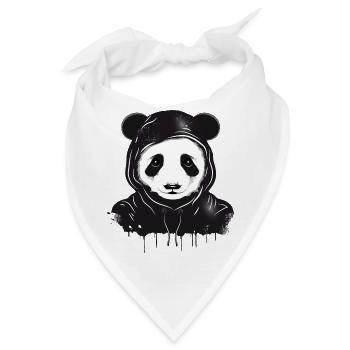witziger Panda Bär Kopf mit Hoodie Kapuze - Bandana - Weiß - Vorne