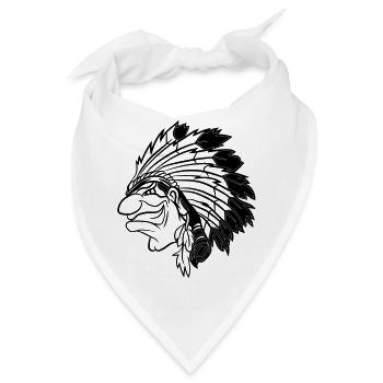 Indianerhäuptling grinst listig Cartoon einfarbig - Bandana - Weiß - Vorne