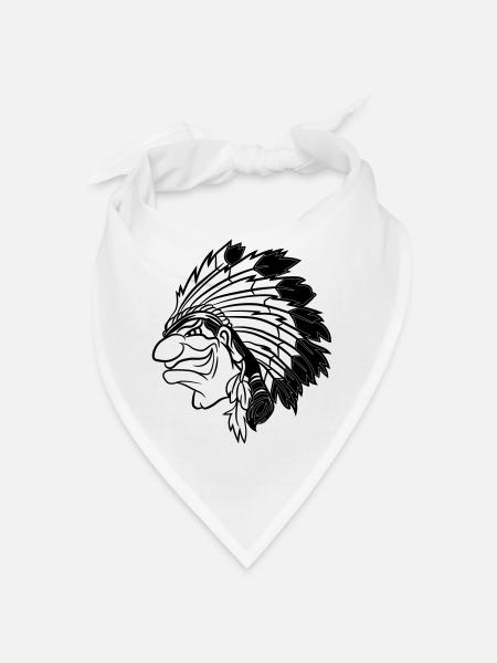 Chef indien souriant astucieusement dessin animé monochrome - Bandana - blanc - Devant