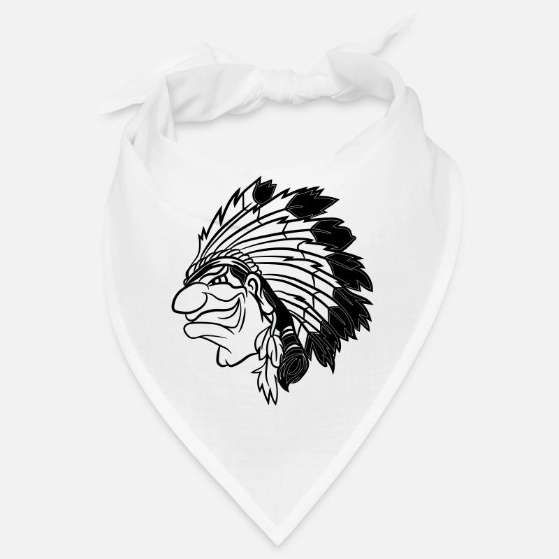 Indian chief grinning cunningly cartoon monochrome Bandana