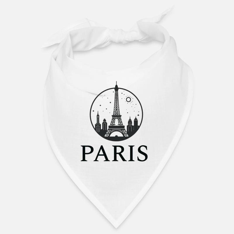 Paris Eiffelturm Silhouette im Kreis - Bandana - Weiß