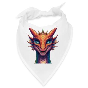 Lebendiger Regenbogen-Drachenkopf - Bandana - Weiß - Vorne