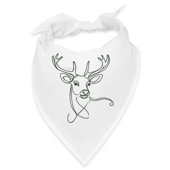 gezeichneter Hirsch grün - Bandana - Weiß - Vorne