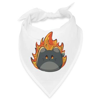Süße Katze mit Feuer - Bandana - Weiß - Vorne