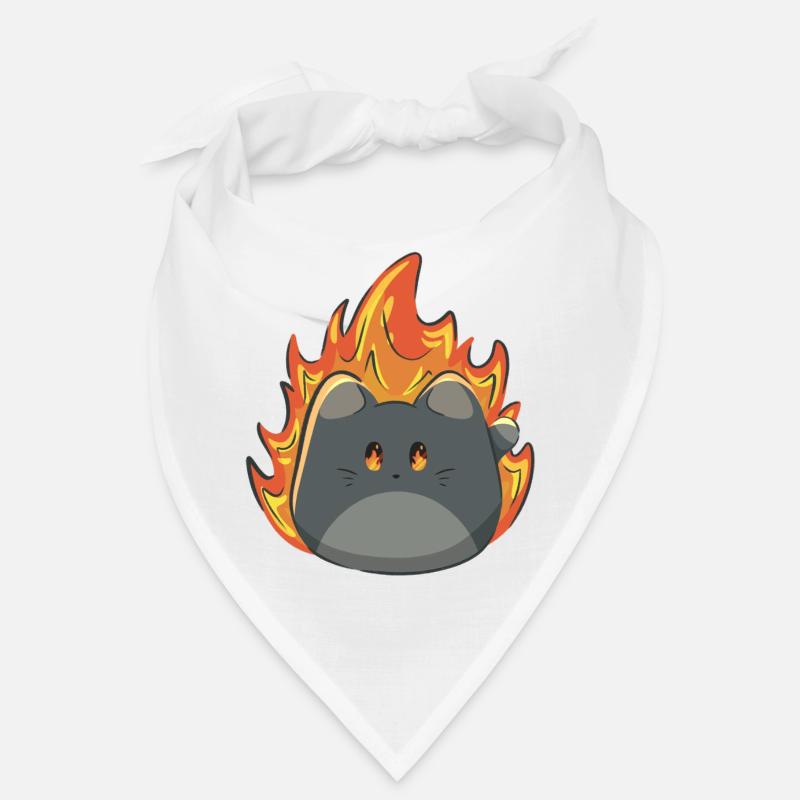 Chat mignon avec du feu - Bandana - blanc