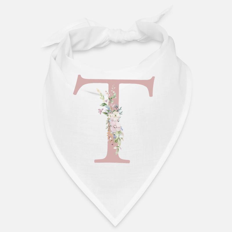 T Monogram, Floral, Personalizable Bandana