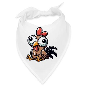 Süße verwirrte Henne Cartoon Clumsy Kulleraugen - Bandana - Weiß - Vorne