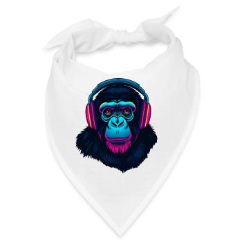 Affe als DJ - Bandana - Weiß - Vorne