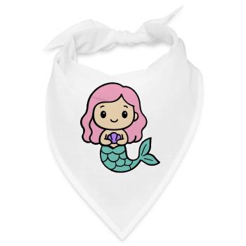 Skurrile Meerjungfrau mit rosa Haaren - Bandana - Weiß - Vorne
