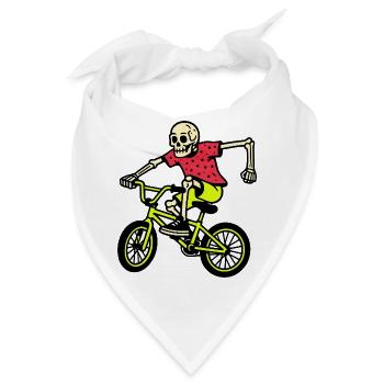Neon BMX-Skelett im Trick – Retro Vibes - Bandana - Weiß - Vorne