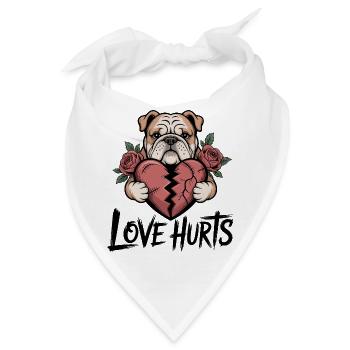 Bulldogge Herzschmerz Blumen Illustration - Bandana - Weiß - Vorne