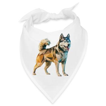 Siberian Husky - Cooles Low Poly Logo - Bandana - Weiß - Vorne