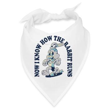 Now I Know How the Rabbit Runs – Denglisch Spruch - Bandana - Weiß - Vorne