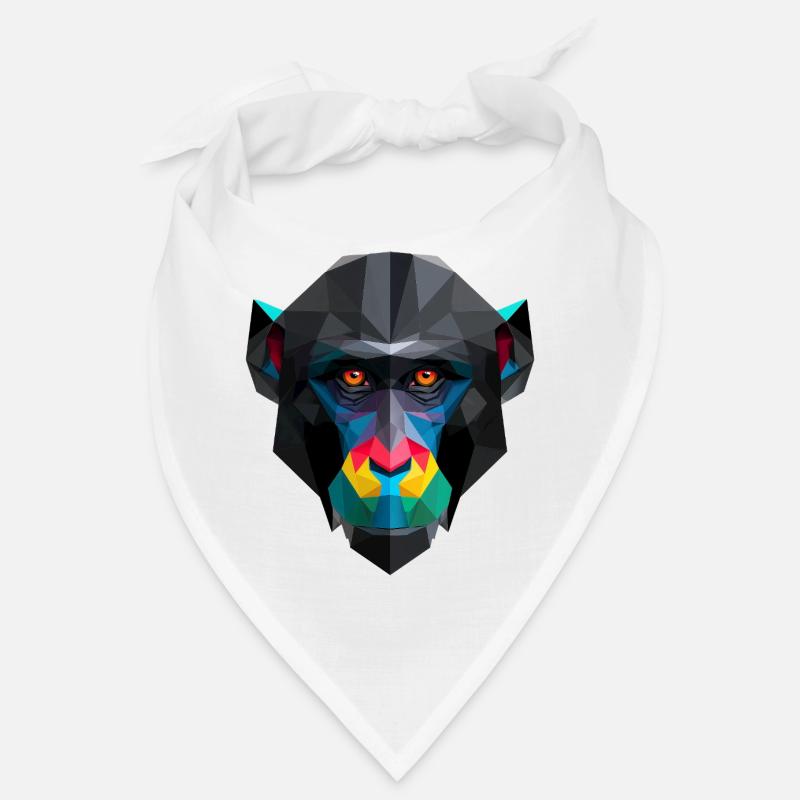 Colored Low-Poly Monkey Portrait Bandana
