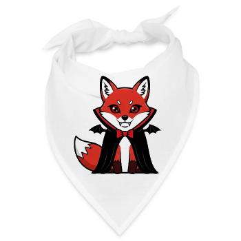 Süßer Halloween Fuchs Vampir Cartoon Chibi Design - Bandana - Weiß - Vorne