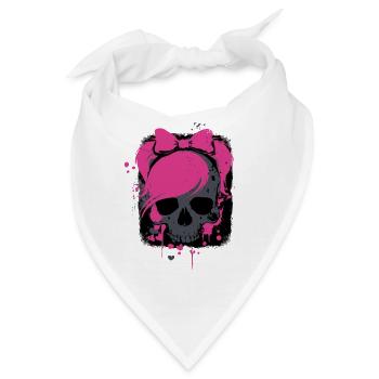 Pink Skull mit Zöpfen und Schleifen  - Bandana - Weiß - Vorne