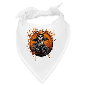 Skelett-Biker im Halloween-Rausch - Bandana - Weiß - Vorne