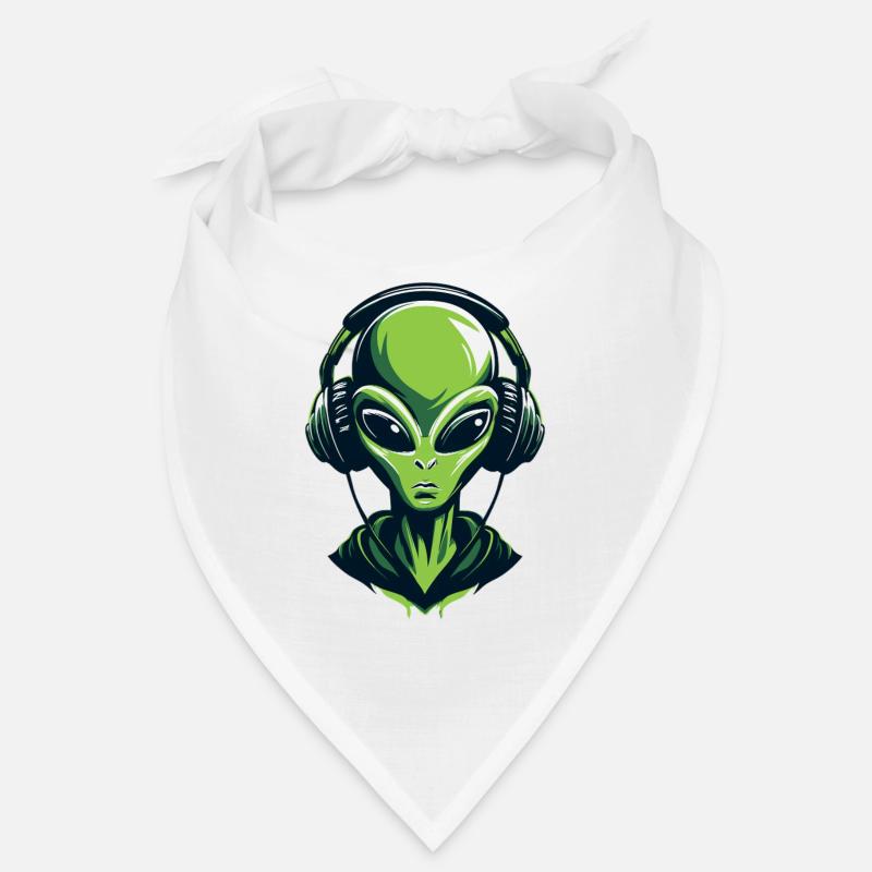 Alien mit Kopfhörern – Minimalistic Techno design Bandana