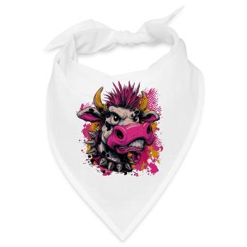 Punk Kuh – Wild und Rebellisch - Bandana - Weiß - Vorne