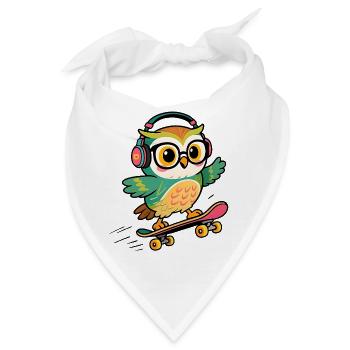 Eulen-Schlittschuhhelm und Schutzbrille - Bandana - Weiß - Vorne