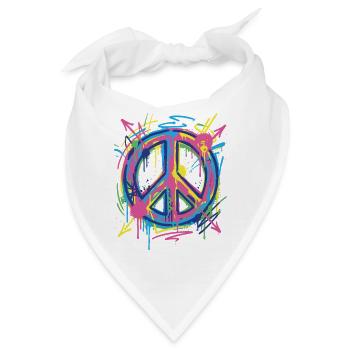Peace Graffiti Street Art Motiv - Bandana - Weiß - Vorne