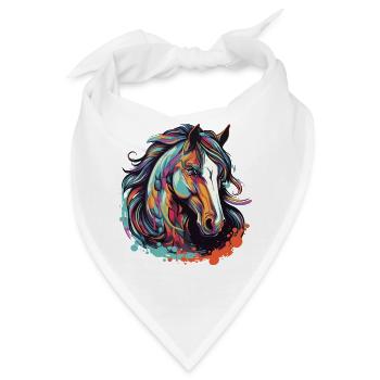 Buntes Pferd Kunstmotiv - Bandana - Weiß - Vorne