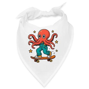 Skater-Oktopus in Latzhose - Bandana - Weiß - Vorne