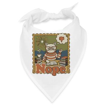 Nein Katze: Retro Nerd Schreibtischkunst - Bandana - Weiß - Vorne