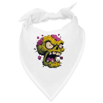 Explodierender Schädel – Comic Horror Motiv - Bandana - Weiß - Vorne