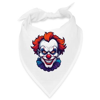 Gruselclown Horror Clown Kopf Porträt Motiv - Bandana - Weiß - Vorne