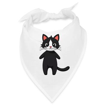 Schwarze Katze - Bandana - Weiß - Vorne