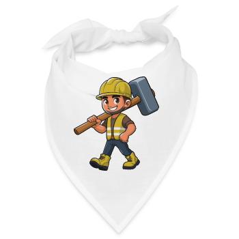 Bauarbeiter Helden mit Hammer - Bandana - Weiß - Vorne