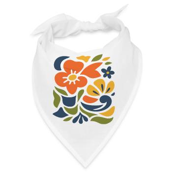 Abstraktes Blumen Muster Illustration  - Bandana - Weiß - Vorne