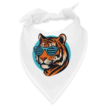 Tiger mit Sonnenbrille Pop Art - Bandana - Weiß - Vorne
