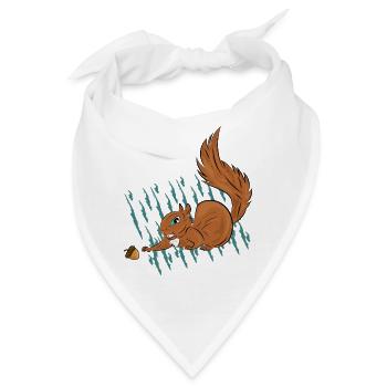 Eichhörnchen- und Haselnussstreifen - Bandana - Weiß - Vorne
