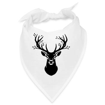 Hirsch Geweih Wald Silhouette - Bandana - Weiß - Vorne