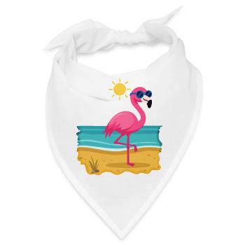 Flamingo beim Sonnenbad Nr.1 - Bandana - Weiß - Vorne