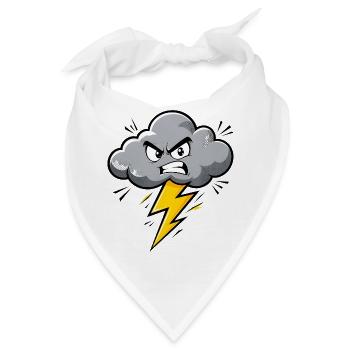 Wütende Wolke Blitz Gewitter Wetter Motiv  - Bandana - Weiß - Vorne