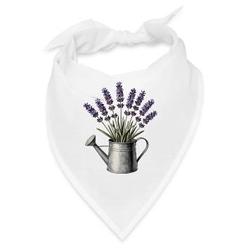 Lavendel in einer Gießkanne - Bandana - Weiß - Vorne