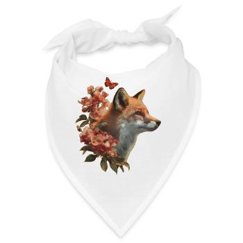 Fuchs mit Schmetterling - Bandana - Weiß - Vorne